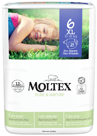 MOLTEX Eco Pure & Nature 6 XL (13-18 kg) autiņbiksītes, 21 gab.