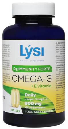 LYSI Omega-3 D3 Immunity forte + E kapsulas, 100 gab.