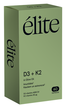 ELITE D3 + K2 kapsulas, 60 gab.