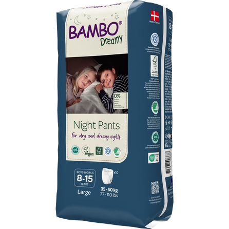 BAMBO Nature Dreamy Night Pants, 8-15 gadi, 35-50 kg biksītes, 10 gab.
