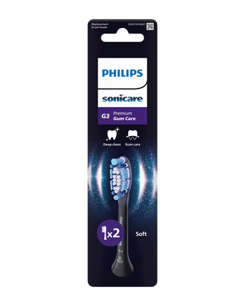 PHILIPS Sonicare Premium Gum Care (melni) elektriskās zobu birstes uzgaļi, 2 gab.