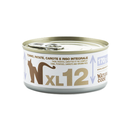 NATURAL CODE XL 12 Tuncis, Kartupeļi, Burkāni Un Brūnie Rīsi mitrā barība, 170 g