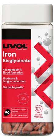 LIVOL  Dzelzs Bisglicināts tabletes, 90 gab.