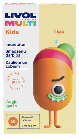 LIVOL  Multi Kids  ar augļu garšu košļājamās tabletes, 60 gab.