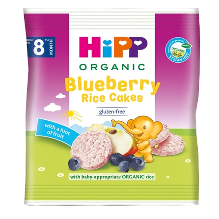 HIPP Organic Blueberry Rice Cakes (8+) uzkoda, 30 g