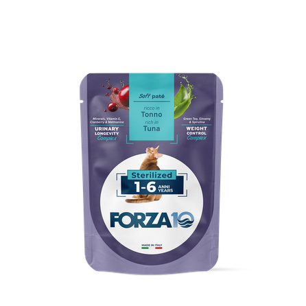 FORZA10 BotaniCAT Sterilizētiem Kaķiem 1-6g., Ar Tunci, Mīkstā pastēte, 80 g