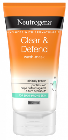 NEUTROGENA Clear&Defend 2in1 Wash-Mask attīrošs līdzeklis, 150 ml