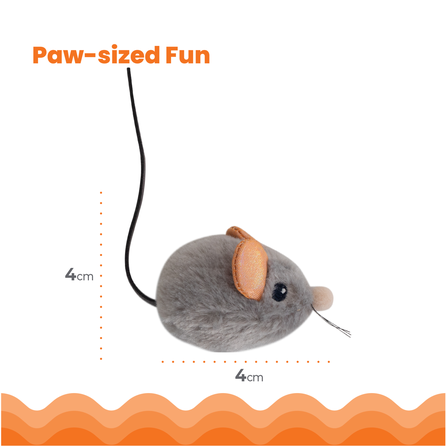 CATSTAGES Squeak Squeak Mouse, Pelēka rotaļlieta, 1 gab.