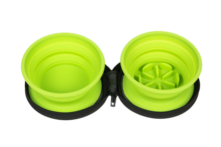 KIWI WALKER Double Slowfeeder, Zaļa, Ceļojumu bļoda, 1 gab.