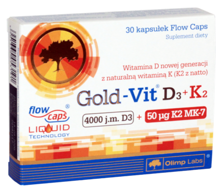 OLIMP LABS Gold Vit D3 + K2 4000SV + 50 mcg kapsulas, 30 gab.