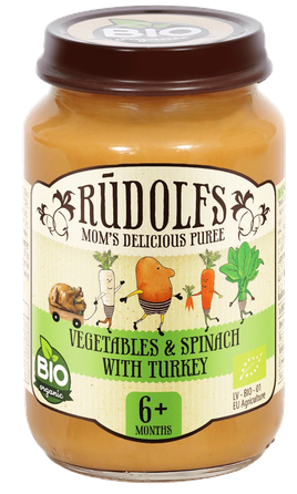 RŪDOLFS Dārzeņi, Tītara Gaļa BIO 6+ biezenis, 190 g