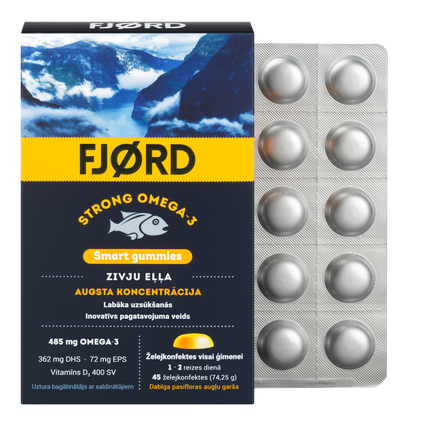 FJORD Omega-3 Smart košļājamās pastilas, 45 gab.