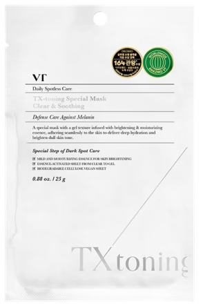 VT COSMETICS TX-Toning auduma sejas maska, 1 gab.