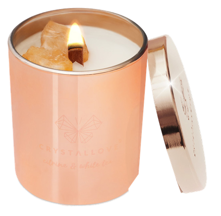 CRYSTALLOVE Citrine Soy Candle & White Tea aromātiskā svece, 1 gab.