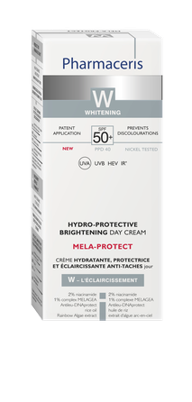 PHARMACERIS W Mela-Protect Spf 50+ Hydro-Protective Brightening sejas krēms, 50 ml
