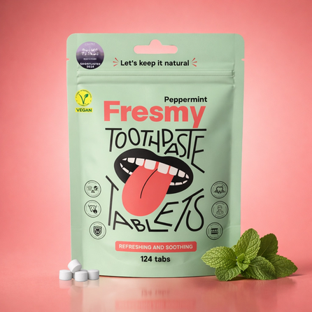 FRESMY Peppermint zobu pastas tabletes, 124 gab.