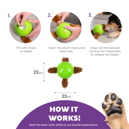 OUTWARD HOUND Puzle Snuffle N' Treat Ball, Zaļa, S rotaļlieta, 1 gab.