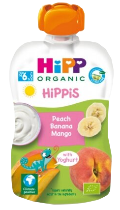 HIPP persiku, banānu, mango, no 6 mēn biezenis, 100 g
