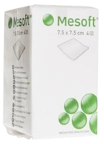 MESOFT   7.5x7.5 cm četrslāņu nesterilās salvetes, 100 gab.