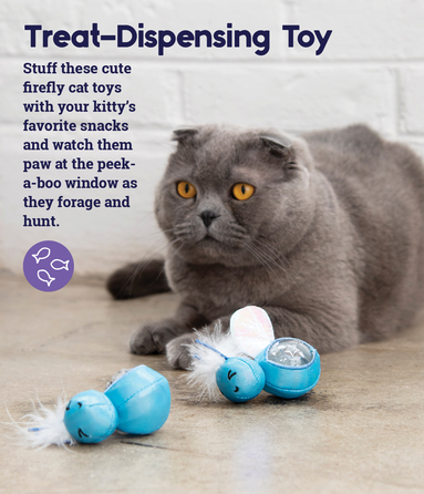 PETSTAGES Firefly Treat Stuffer, Zila rotaļlieta, 2 gab.