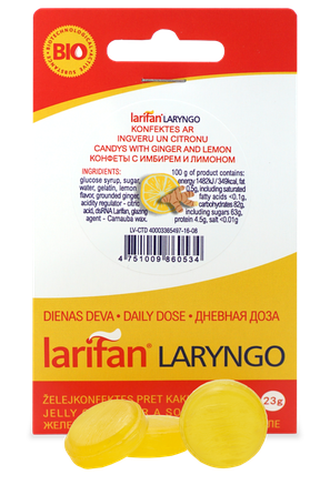 LARIFAN Laryngo Ingvers Citrons želejas konfektes, 23 g