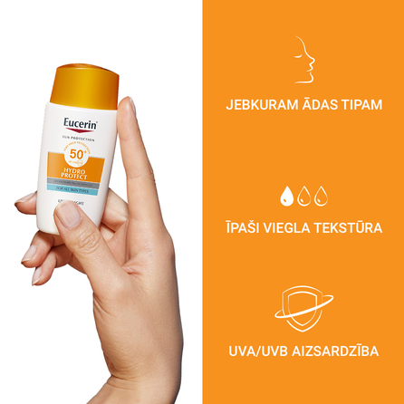 EUCERIN Sun Hydro Protect SPF50+ īpaši viegls sejas fluīds, 50 ml