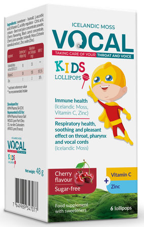 VOCAL  Kids Cherry pastilas, 6 gab.