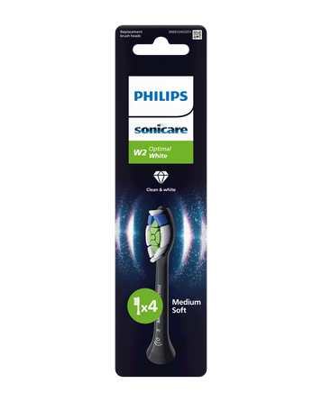 PHILIPS Sonicare Optimal White (melni) elektriskās zobu birstes uzgaļi, 4 gab.