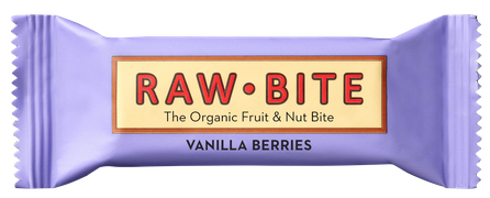 RAWBITE ar vaniļu un ogām, ekoloģisks batoniņš, 50 g