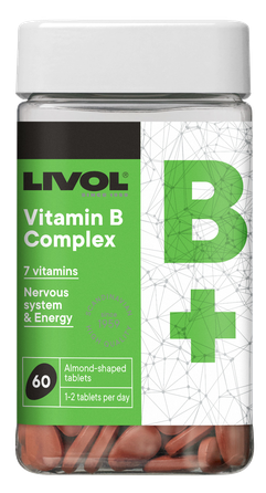 LIVOL  Extra B Vitamīnu Komplekss tabletes, 60 gab.