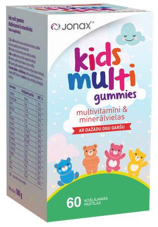 JONAX Kids Multi Gummies (ar dažādu ogu garšu) košļājamās pastilas, 60 gab.