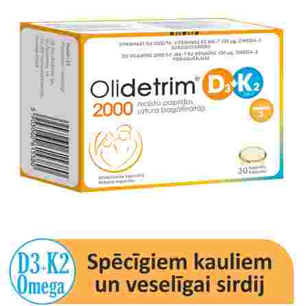 OLIDETRIM  Omega 2000 D3 + K2 mīkstās kapsulas, 30 gab.