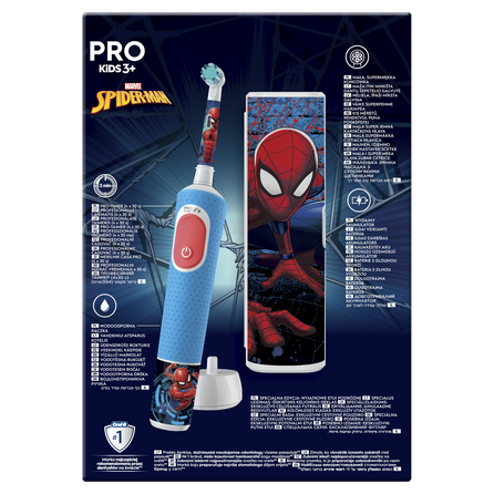 ORAL-B Pro Kids Spiderman ar ceļojumu futrāli elektriskā zobu birste, 1 gab.