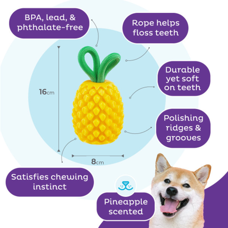 OUTWARD HOUND Dental Pineapple, Dzeltena rotaļlieta, 1 gab.