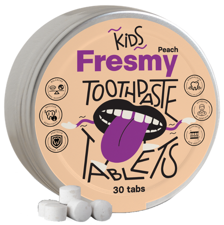 FRESMY Peach for Kids zobu pastas tabletes, 30 gab.