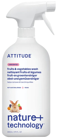 ATTITUDE Bez Smaržas, Ekoloģisks, Augļu Un Dārzeņu mazgāšanas līdzeklis, 800 ml
