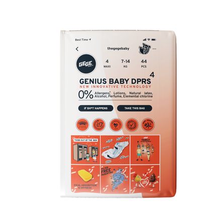 GEGE Genius Baby DPRS (7-14 kg) Maxi 4 autiņbiksītes, 44 gab.