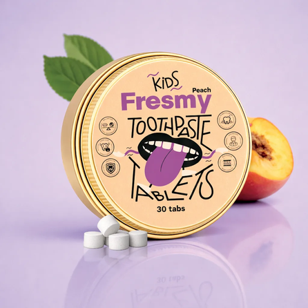 FRESMY Peach for Kids zobu pastas tabletes, 30 gab.