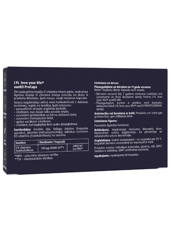LYL sunD3 ProCaps 4000 SV kapsulas, 60 gab.
