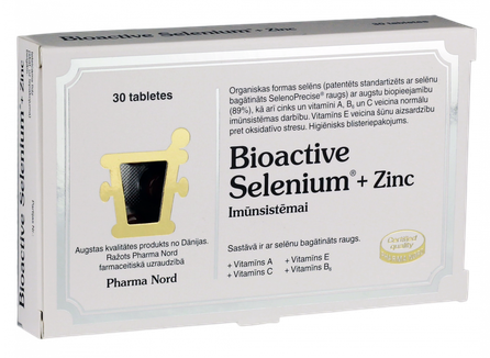 PHARMA NORD Selenium + Zinc tabletes, 30 gab.