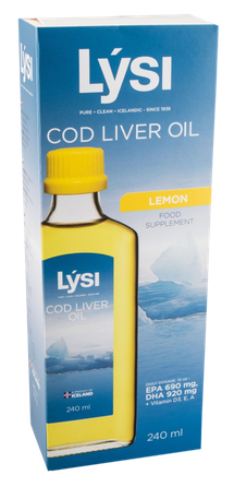 LYSI Cod Liver Oil Lemon šķidrums, 240 ml