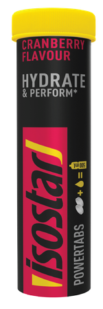 ISOSTAR Hydrate & Perform Powertabs Cranberry Isotonic 12g putojošās tabletes, 10 gab.