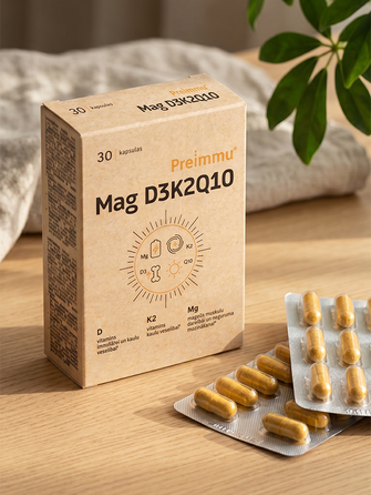 PREIMMU Mag D3K2Q10 kapsulas, 30 gab.