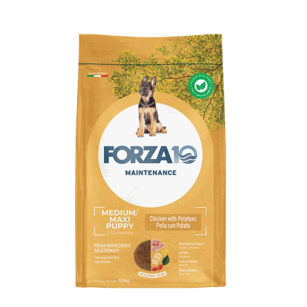FORZA10 Maintenance Puppy Medium/Maxi Ar Vistu Un Kartupeļiem, Suņiem sausā barība, 12 kg