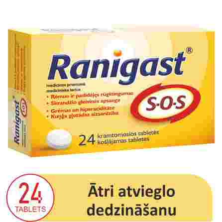 RANIGAST   SOS košļājamās tabletes, 24 gab.