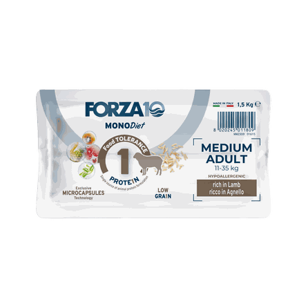 FORZA10 Monodiet Medium Adult Ar Jēru, Suņiem sausā barība, 1.5 kg