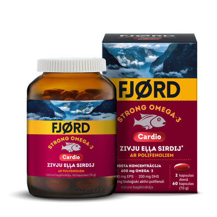 FJORD Strong Omega-3 Cardio kapsulas, 60 gab.