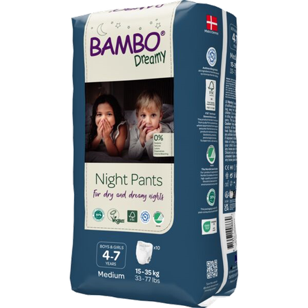 BAMBO Nature Dreamy Night Pants, 4-7 gadi, 15-35 kg biksītes, 10 gab.