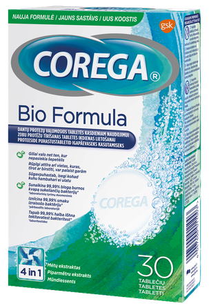 COREGA Bio Formula tabletes zobu protēžu tīrīšanai, 30 gab.