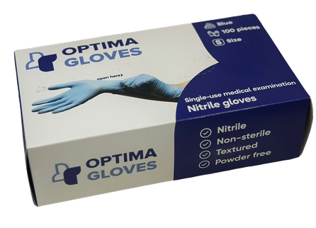 OPTIMA S Izmērs, Zili, nitrila cimdi, 100 gab.